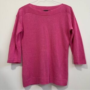 Talbots Womens 100% Linen Tunic Sweater 3/4 Sleeve Boatneck Pink Size M Coastal